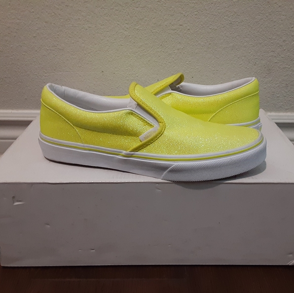 Vans Yellow Glitter Slip-On Sneakers - Picture 1 of 4